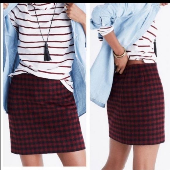 Madewell Wool Blend Mini Skirt Upstate Buffalo Check Red/black Size 4 - Picture 1 of 5